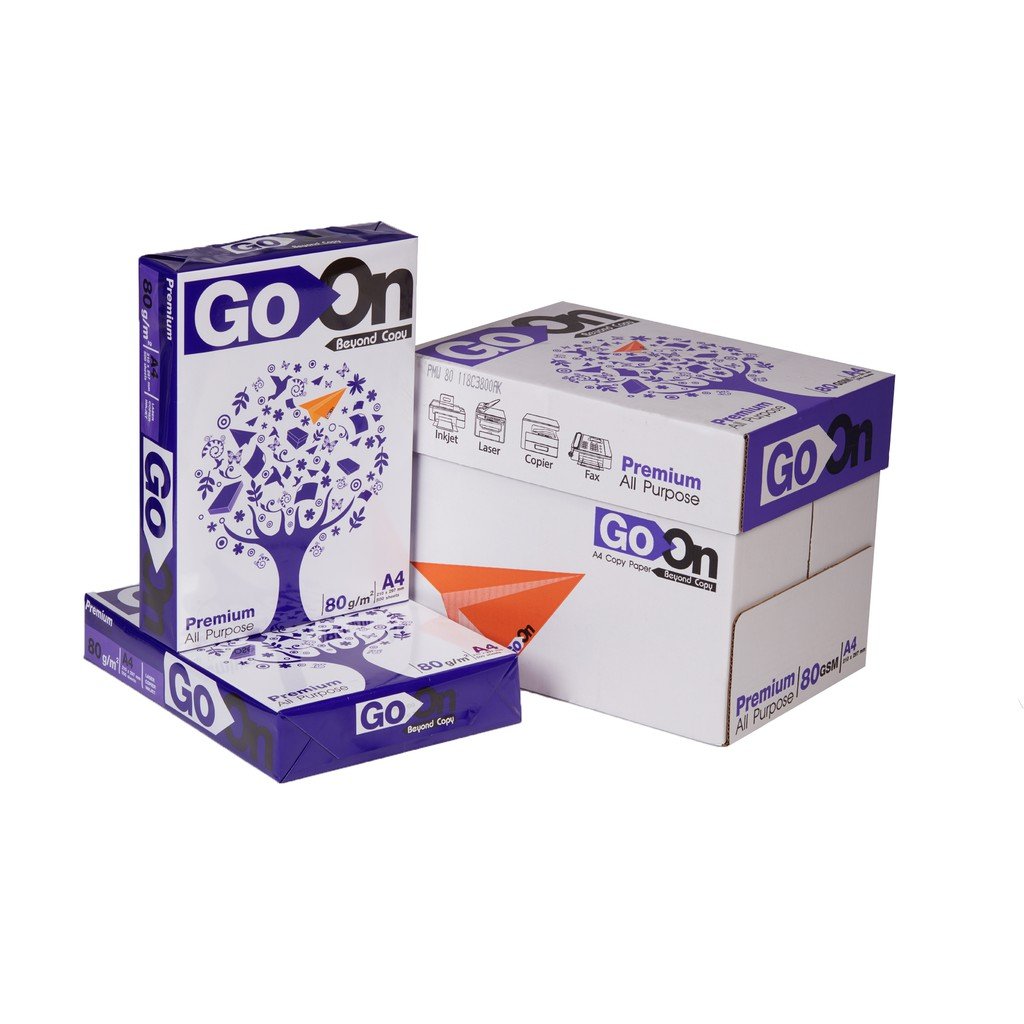 กระดาษถ่ายเอกสาร GO ON A4 80 แกรม 500 แผ่น (บรรจุ 5 รีม /กล่อง)_0