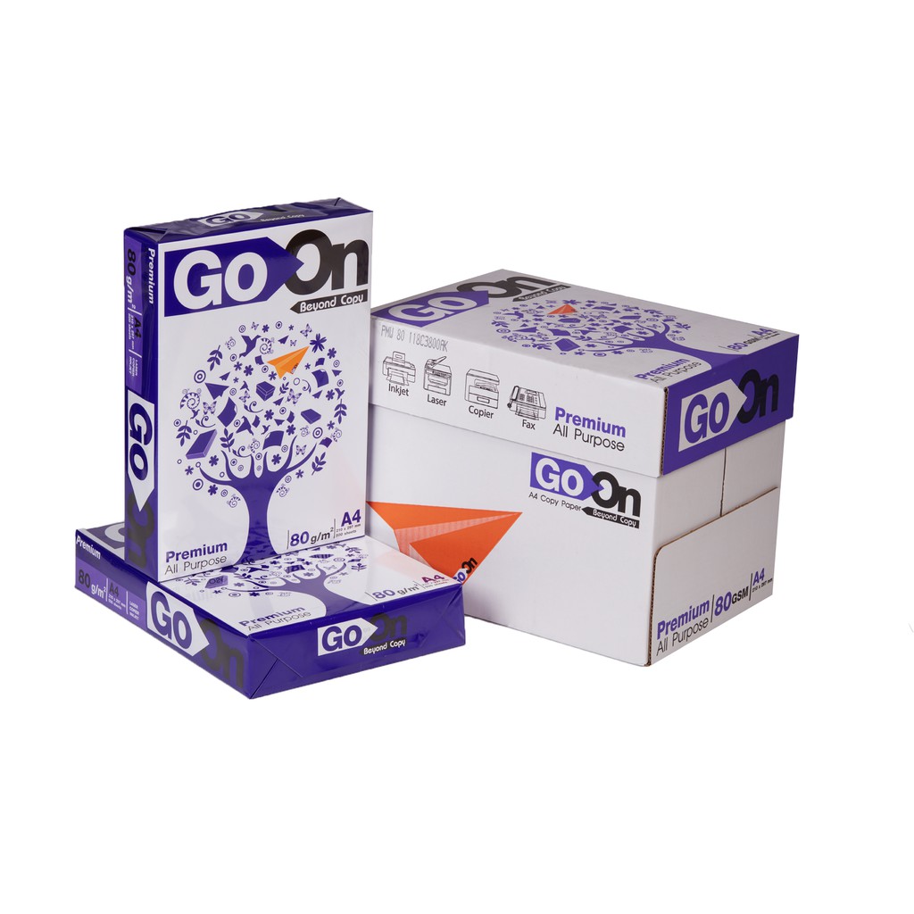 กระดาษถ่ายเอกสาร GO ON A4 80 แกรม 500 แผ่น (บรรจุ 5 รีม /กล่อง)_1