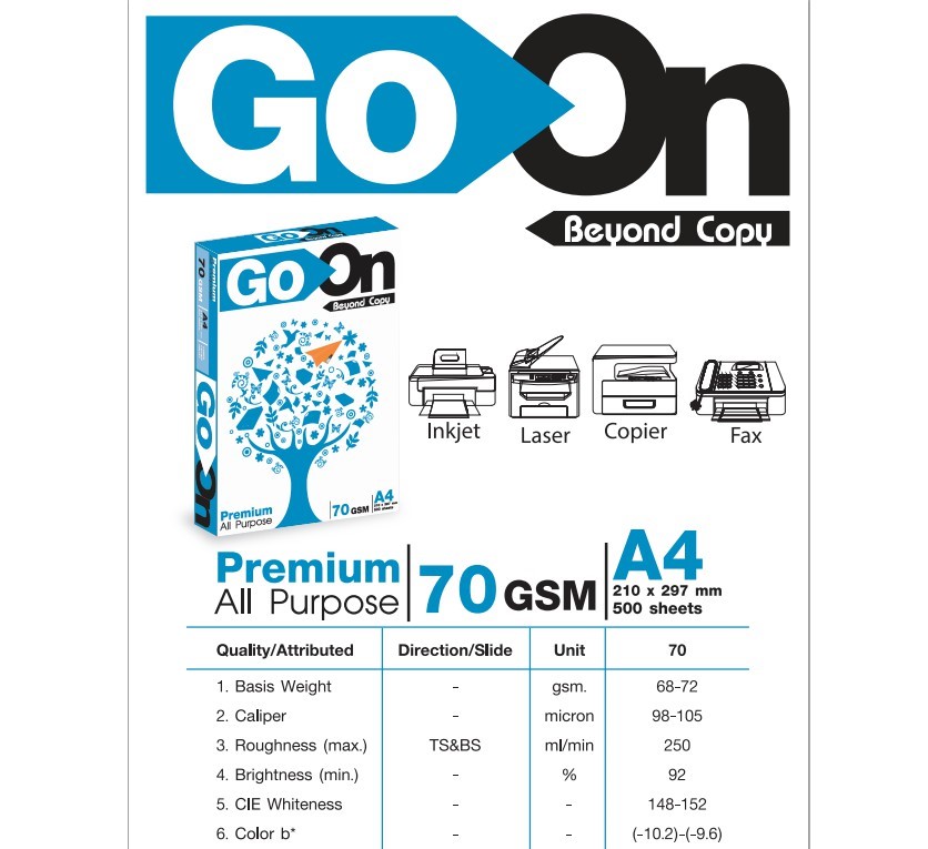 กระดาษถ่ายเอกสาร GO ON A4 70 แกรม 500 แผ่น (บรรจุ 1 รีม)_2