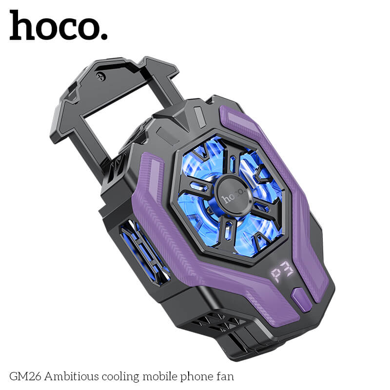 พัดลมระบายความร้อนมือถือ HOCO GM26 มีหน้าจอแสดงอุณหภูมิ ลมแรงเย็นเร็ว -3&deg;C สำหรับมือถือจอ 4.5-7 นิ้ว