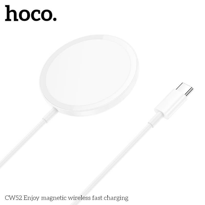 แท่นชาร์จไร้สาย 2IN1 HOCO CW52 QI WIRELESS จ่ายไฟ 15W รองรับ มือถือ & หูฟังไร้สาย IOS ANDROID สีขาว