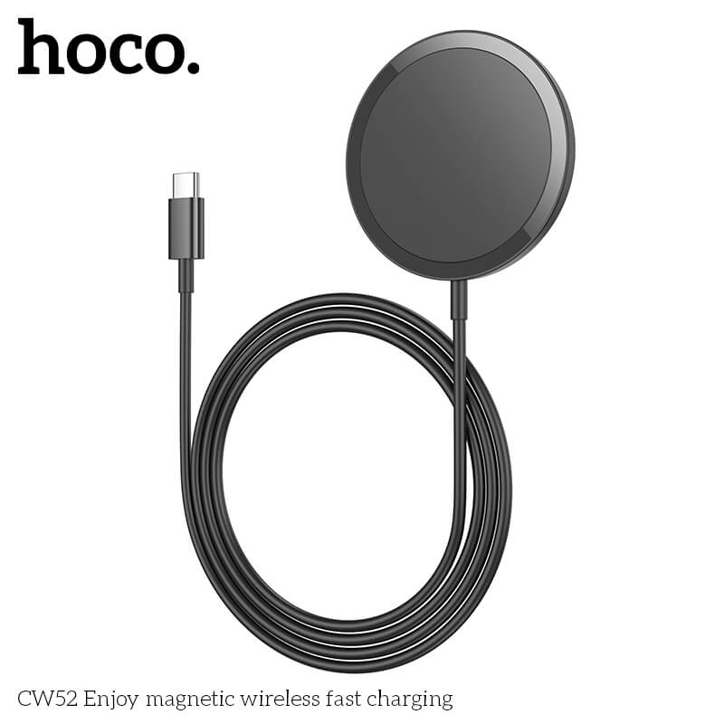 แท่นชาร์จไร้สาย 2IN1 HOCO CW52 QI WIRELESS จ่ายไฟ 15W รองรับ มือถือ & หูฟังไร้สาย IOS ANDROID สีดำ