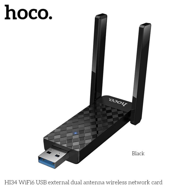 อุปกรณ์รับสัญญาณ HOCO HI34 แบบเสาคู่ สีดำ ความเร็ว 600MBPS ADAPTER USB 5GHZ ยูเอสบีไวไฟ_9