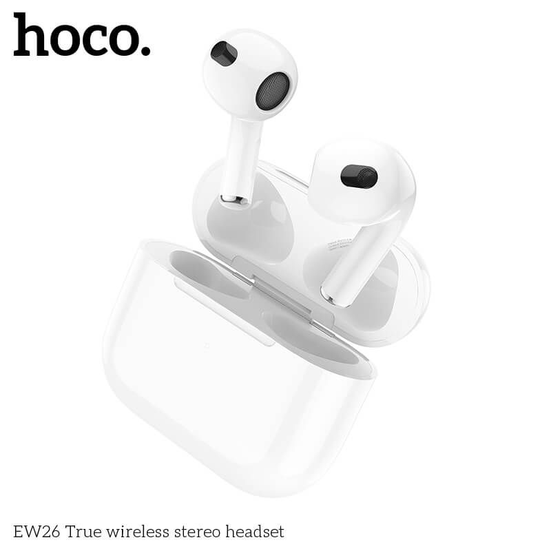 หูฟังไร้สาย TWS HOCO EW26 ไมโครโฟนในตัว BT 5.3 แบตเตอรี่ 4 ชม. สีขาว