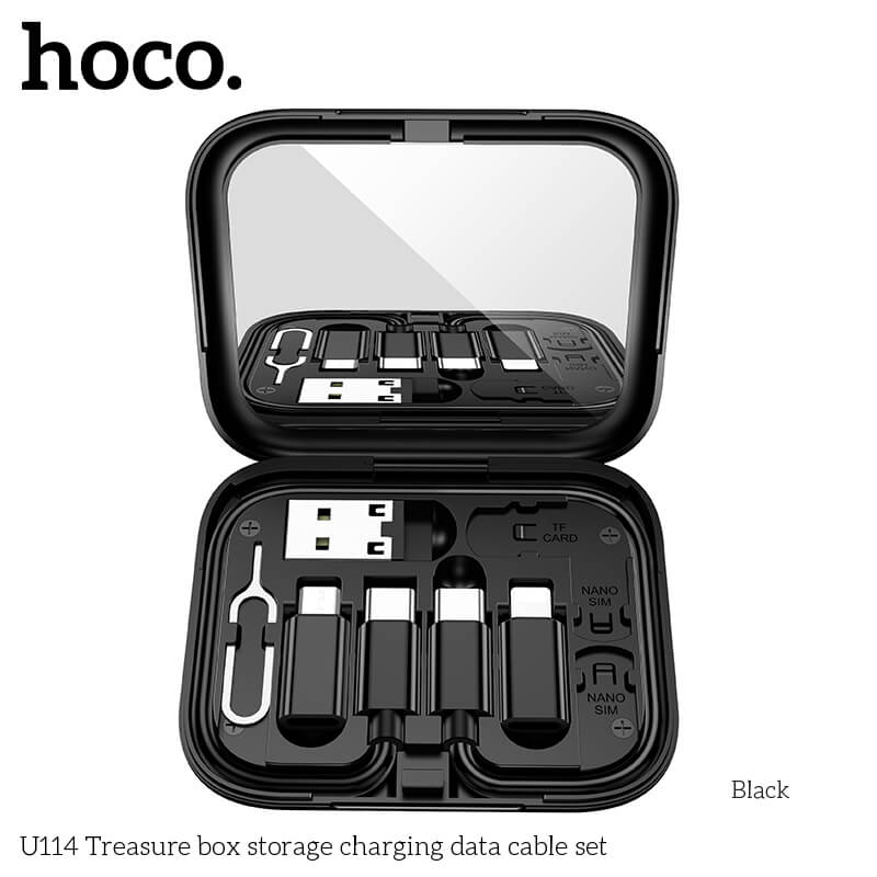 ชุดสายชาร์จเร็ว 6IN1 HOCO U114 สีดำ พร้อมกล่องเก็บ TYPE-C TO TYPE-C จ่ายไฟ 60W พร้อมหัวแปลง_11