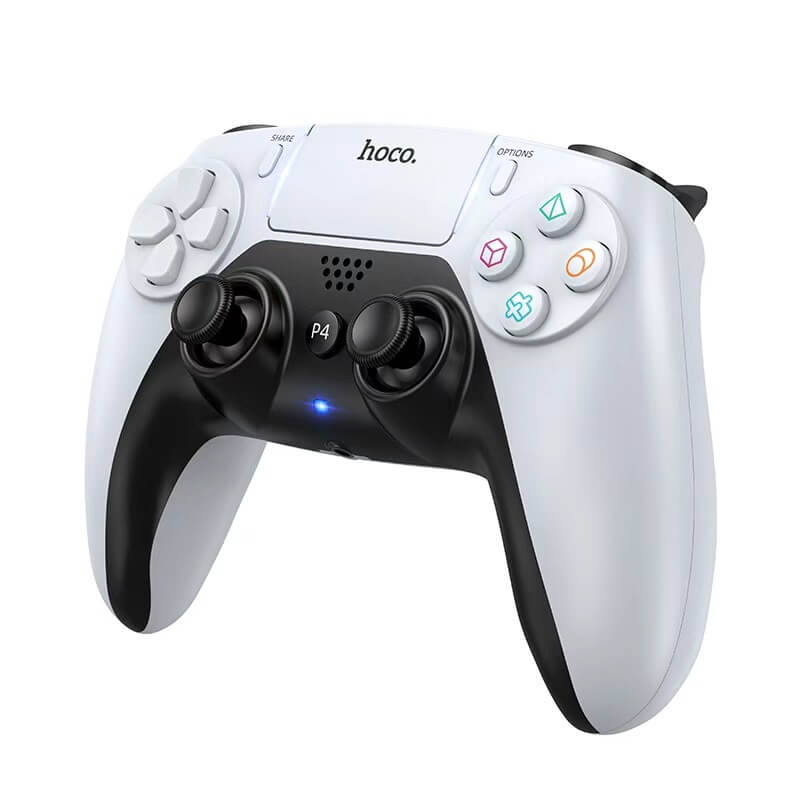 จอยเกมไร้สาย HOCO GA1 สำหรับใช้กับ PS4 รองรับระบบสั่น ระบบเสียง เ, 6-AXIS GYROSCOPE, Bชื่อมต่อหูฟังได้ สีขาว_9