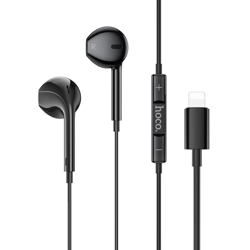 หูฟังมีสาย HOCO M111 สีดำ แจ็คไลท์นิ่ง สำหรับ IPHONE รุ่น 6-14 ไม่ต้องต่อบลูทูธ ไมค์ในตัว