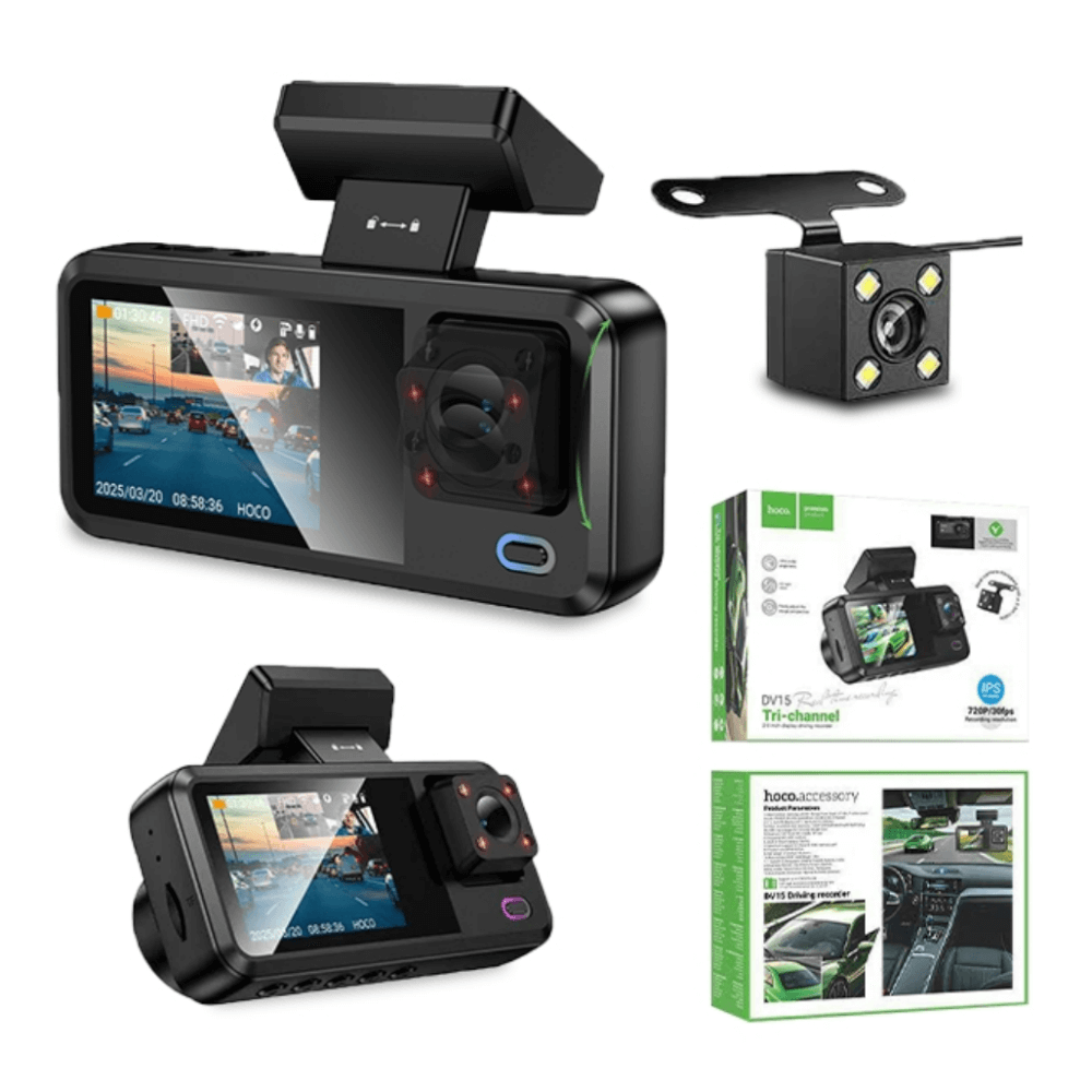 กล้องติดรถยนต์ 3IN1 HOCO DV15 แบบ 3 ช่องสัญญาณ WIFI IPS ขนาด 2 นิ้ว ความละเอียด HD 720P_10
