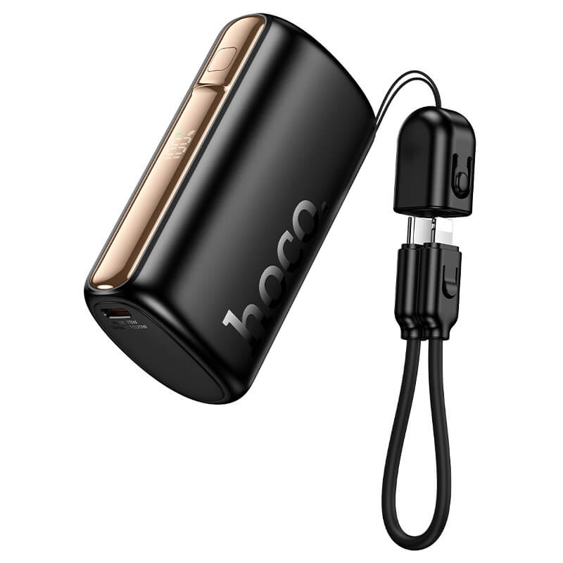 แบตสำรอง HOCO Q50 10000 MAH รองรับชาร์จเร็ว PD 20W + QC 3.0 พร้อมสายชาร์จในตัว สีดำ