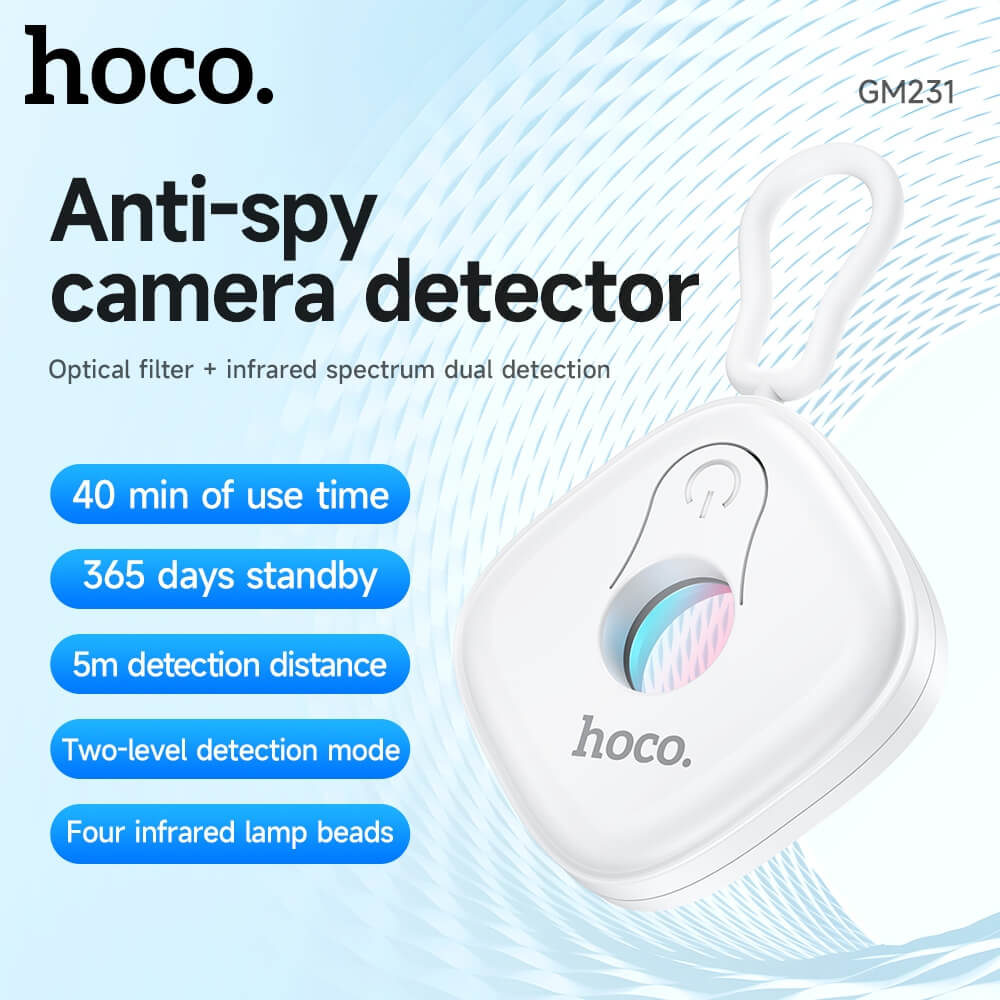 เครื่องตรวจจับกล้องอินฟาเรด HOCO GM231 ป้องกันการแอบถ่าย เพิ่มความปลอดภัย ตรวจจับระยะ 5 เมตร สีขาว