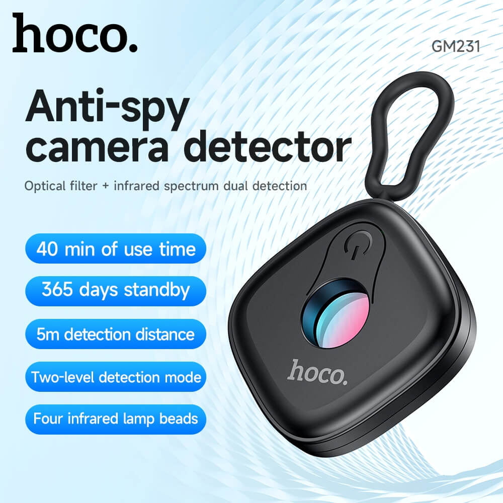 เครื่องตรวจจับกล้องอินฟาเรด HOCO GM231 ป้องกันการแอบถ่าย เพิ่มความปลอดภัย ตรวจจับระยะ 5 เมตร สีดำ