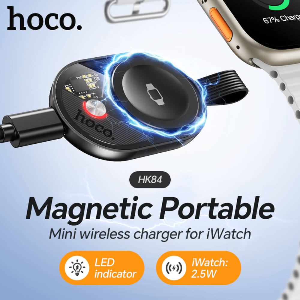 แท่นชาร์จนาฬิกาสมาร์ทวอทช์ HOCO HK84 สำหรับ APPLE WATCH 1-10, ULTRA, SE สีขาว