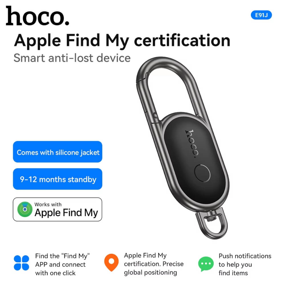 อุปกรณ์ติดตามจีพีเอส HOCO E91J สีดำ รูปแบบพวงกุญแจ สำหรับ รองรับ APPLE FIND MY