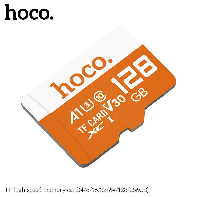 การ์ดหน่วยความจำ MICRO SD HOCO 128GB CLASS 10 ความเร็วสูง สำหรับอุปกรณ์ดิจิทัล