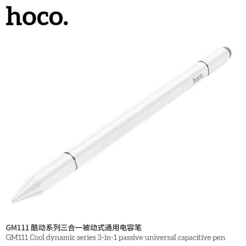 ปากกาทัชสกรีน 3-IN-1 HOCO GM111 ใช้งานได้ 3 หัว รองรับหน้าจอ แท็บเล็ต มือถือ ชนิด CAPACITIVE สีขาว