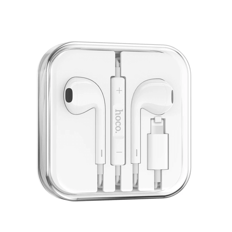 หูฟังมีสาย HOCO M111 สีขาว แจ็คไลท์นิ่ง สำหรับ IPHONE รุ่น 6-14 ไม่ต้องต่อบลูทูธ ไมค์ในตัว