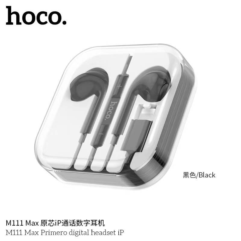 หูฟังอินเอียร์ HOCO M111 MAX สายไลท์นิ่ง สำหรับ IPHONE รุ่น 6-14 ไมค์ในตัว สีดำ