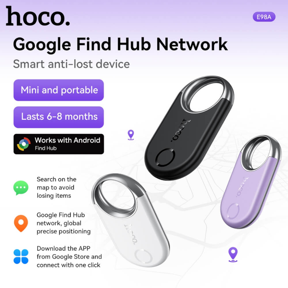 อุปกรณ์ติดตามจีพีเอส HOCO E98A ANDROID GPS TAG สำหรับแอนดรอยด์ รองรับ GOOGLE FIND MY NETWORK สีดำ