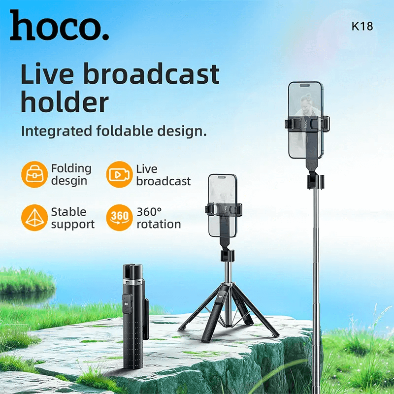 ขาตั้งมือถือ HOCO K18 ฐาน 4 ขา หมุนได้ 360&deg; ยืดสูงสุด 0.97 เมตร