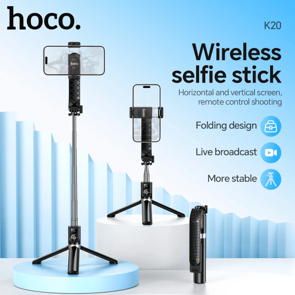 ขาตั้งมือถือ HOCO K20 หมุนได้ 360&deg; ยืดสูงสุด 980MM พร้อมรีโมทบลูทูธ