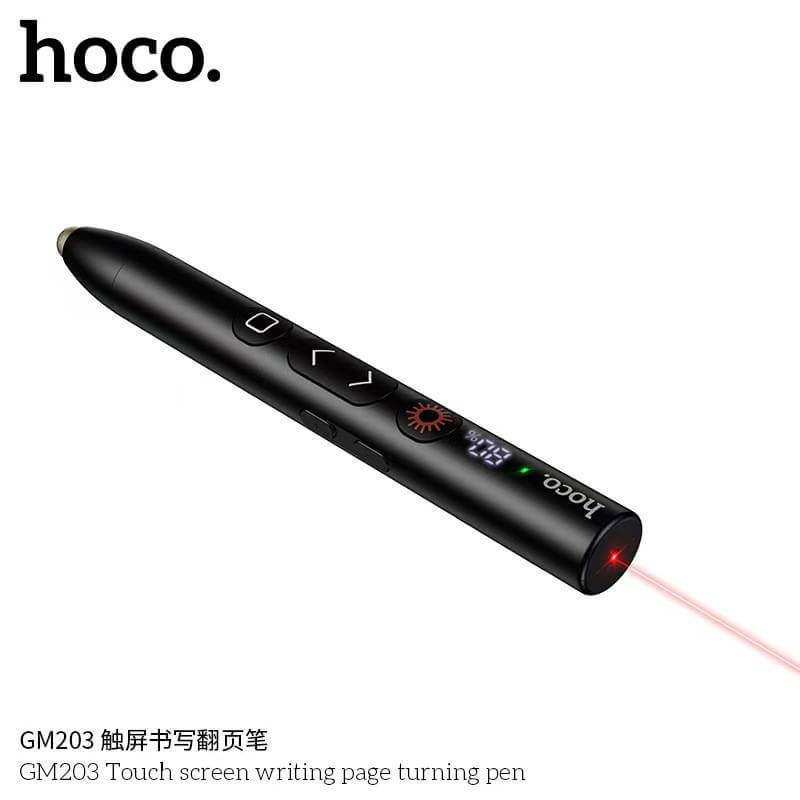 เลเซอร์พอยเตอร์ 2-IN-1 HOCO GM203 พร้อมรีโมทควบคุมการนำเสนอ & ปากกาสไตลัส หน้าจอ LED ระบบส่งสัญญาณ 2.4G