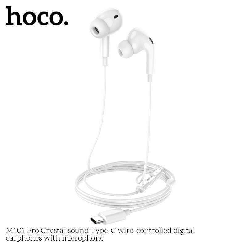 หูฟัง HOCO M101 PRO สาย TYPE-C สีขาว ไมโครโฟนในตัว พร้อมปุ่มคอนโทรล