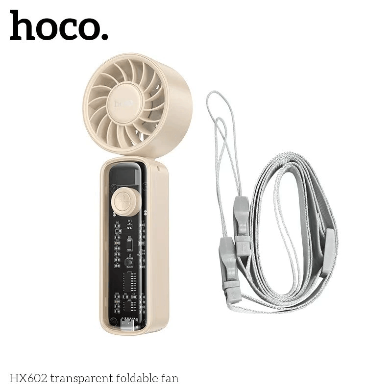 พัดลมพกพา HOCO HX602 ปรับแรงลม 100 ระดับ พับได้ 90&deg; แบตเตอรี่ 6.5 ชม. ความเร็วมอเตอร์ 8000RPM
