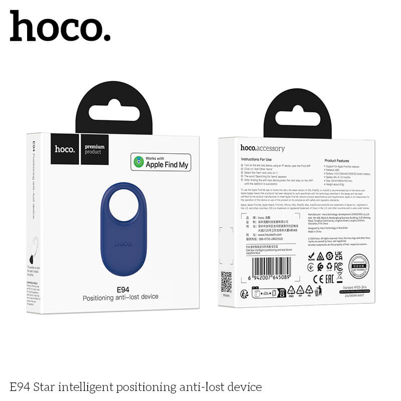 อุปกรณ์ติดตามจีพีเอส HOCO E94 GPS TAG สำหรับ APPLE IOS สีน้ำเงิน