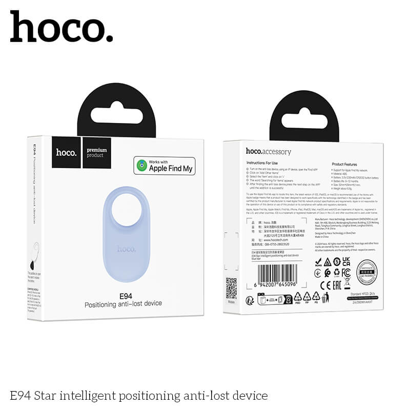 อุปกรณ์ติดตามจีพีเอส HOCO E94 GPS TAG สำหรับ APPLE IOS สีฟ้า
