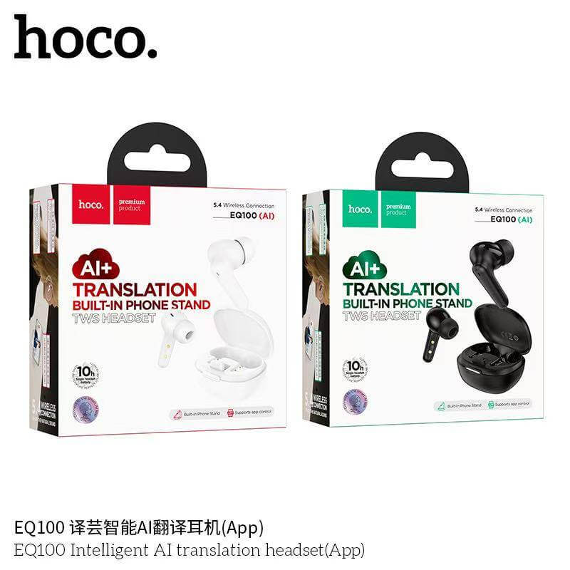หูฟังแปลภาษา 134 ภาษา HOCO EQ100 สีดำ AI อัจฉริยะ รองรับแอป HOCO MUSIC ปรับแต่งเสียง EQ