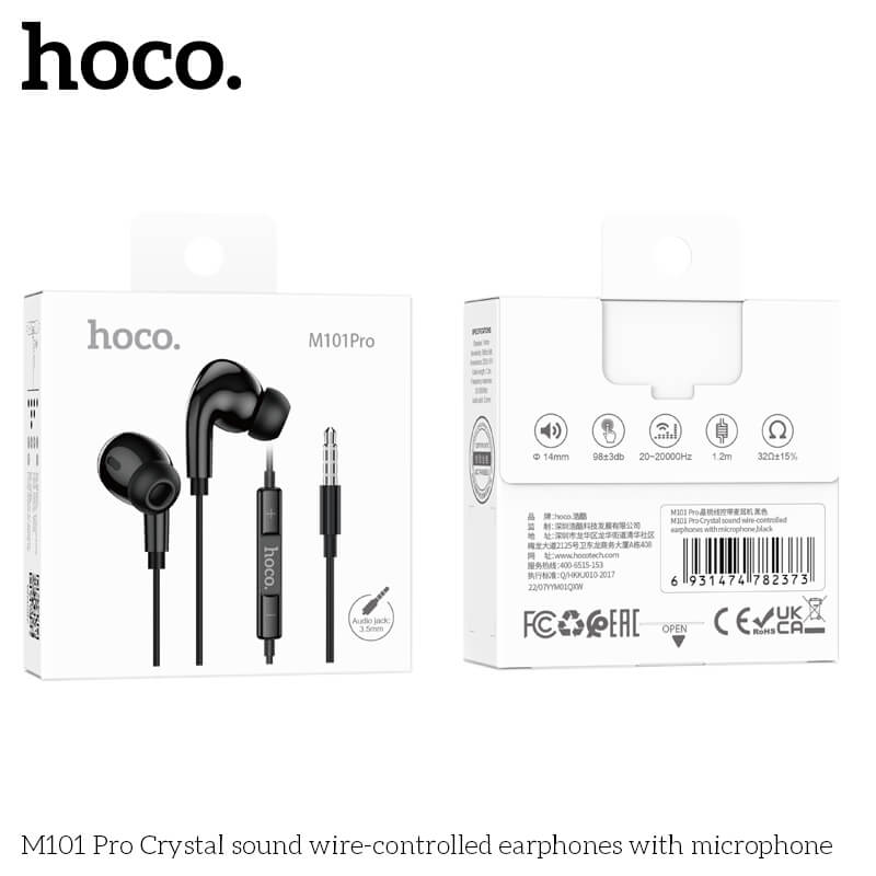 หูฟัง HOCO M101 PRO สาย AUX 3.5MM สีดำ ไมโครโฟนในตัว พร้อมปุ่มคอนโทรล