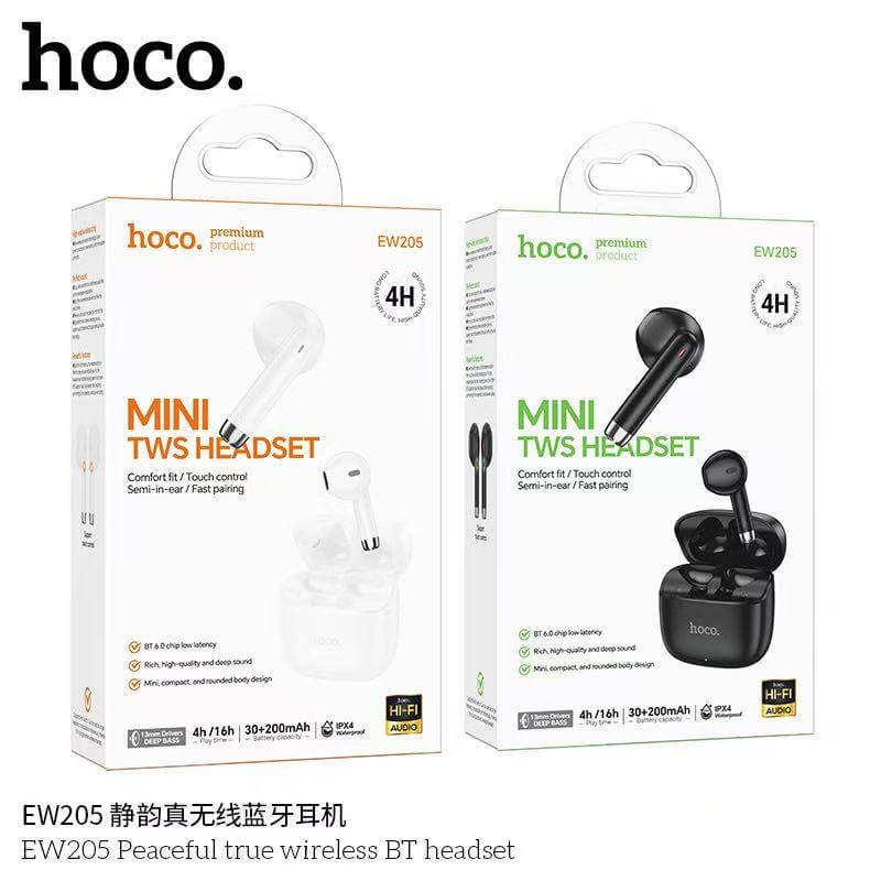 หูฟังไร้สาย TWS HOCO EW205 สีดำ กันน้ำ IPX4 บลูทูธ 6.0 เสียง HI-FI