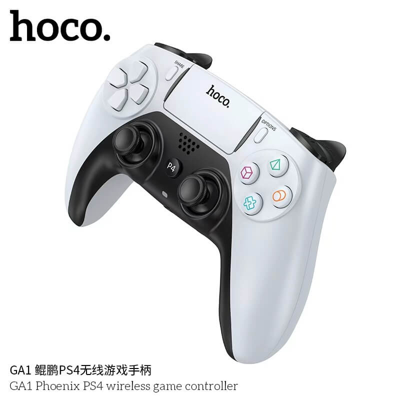 จอยเกมไร้สาย HOCO GA1 สำหรับใช้กับ PS4 รองรับระบบสั่น ระบบเสียง เ, 6-AXIS GYROSCOPE, Bชื่อมต่อหูฟังได้ สีขาว