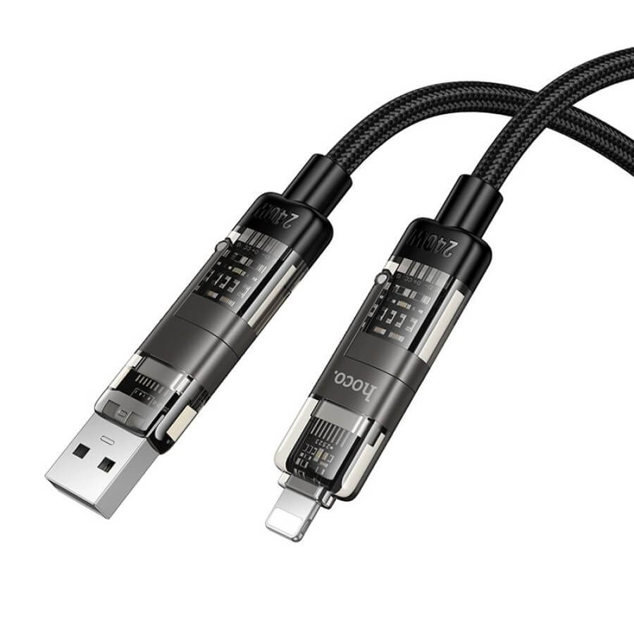 สายชาร์จเร็ว 4IN1 HOCO U151 สีดำ จ่ายไฟ 240W TYPE-C & USB-A TO TYPE-C / IP