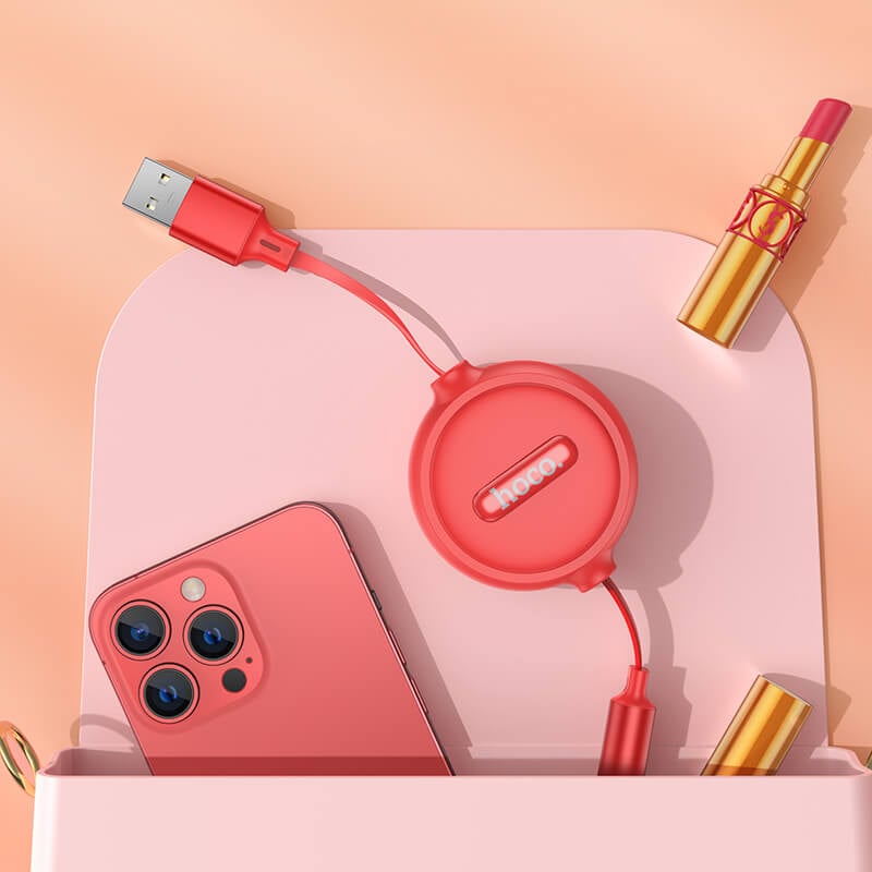 สายชาร์จ 3 หัว HOCO X75 พร้อมตลับเก็บสาย สำหรับ IOS + MICRO + TYPE-C ยาว 1 เมตร สีแดง