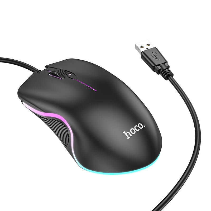เมาส์เกมมิ่ง HOCO GM19 แต่งไฟ RGB LUMINOUS สาย USB ยาว 1.4 เมตร DPI 1000