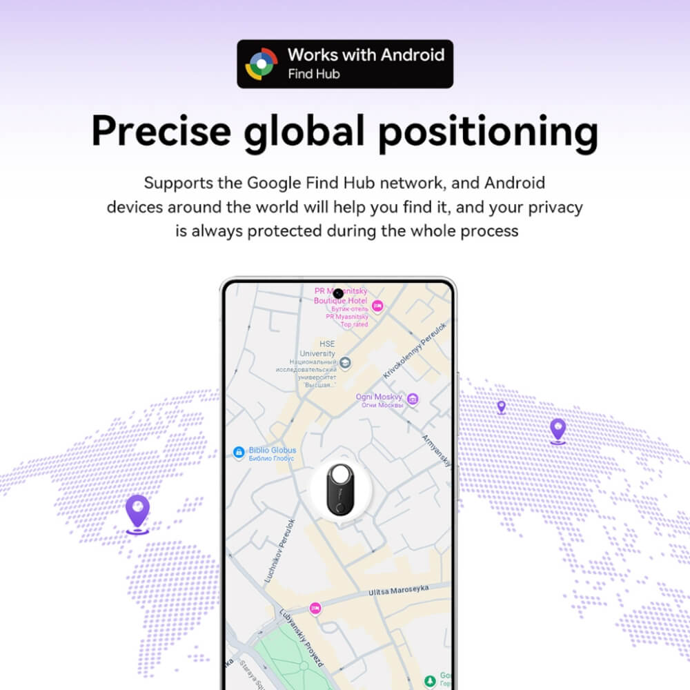 อุปกรณ์ติดตามจีพีเอส HOCO E98A ANDROID GPS TAG สำหรับแอนดรอยด์ รองรับ GOOGLE FIND MY NETWORK สีขาว