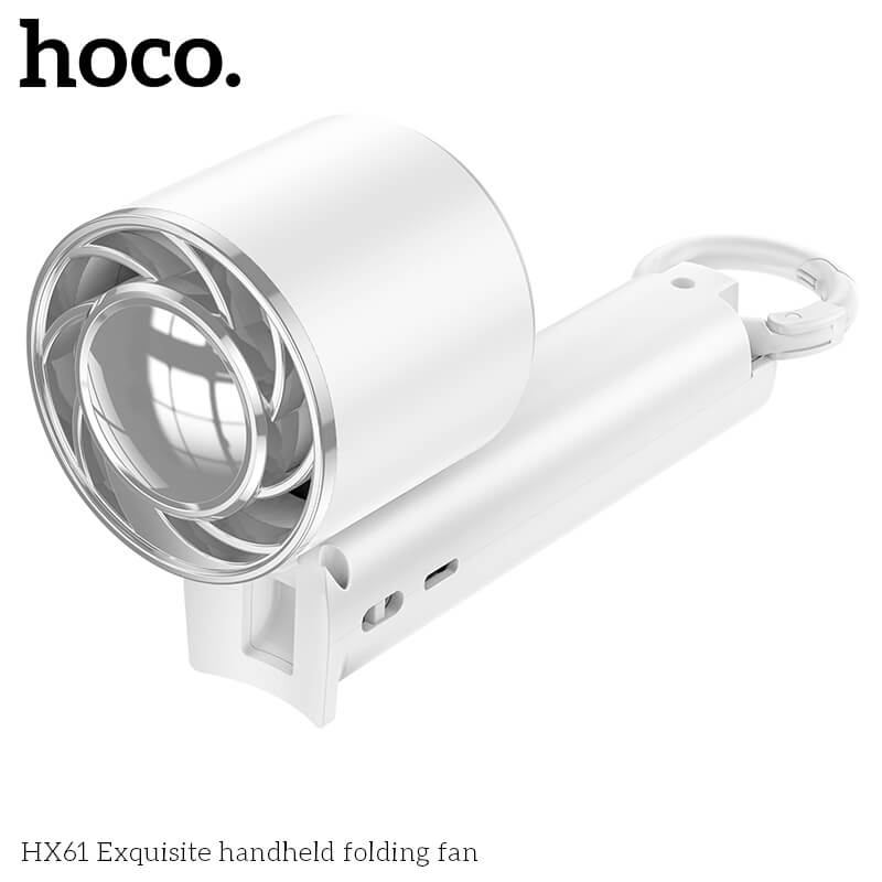 พัดลมพกพา HOCO HX61 ปรับแรงลม 3 ระดับ พับได้ 90&deg; แบตเตอรี่ 1200MAH ใช้งานสูงสุด 4.5 ชั่วโมง