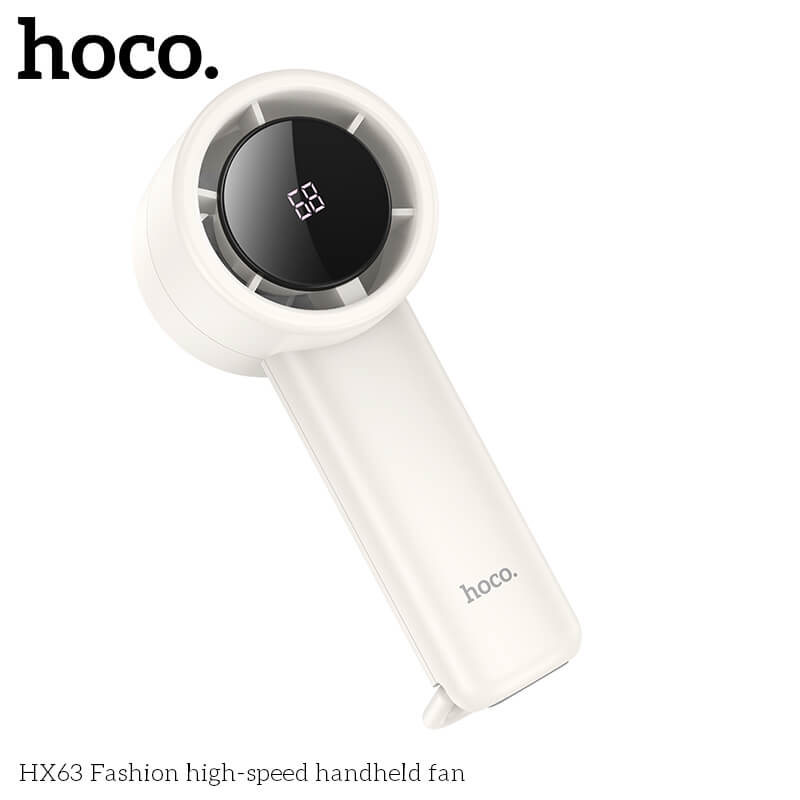 พัดลมพกพา HOCO HX63 แรงลมเทอร์โบ ปรับได้ 100 ระดับ หน้าจอดิจิทัล แบตเตอรี่ 2000MAH ใช้งานสูงสุด 6 ชั่วโมง