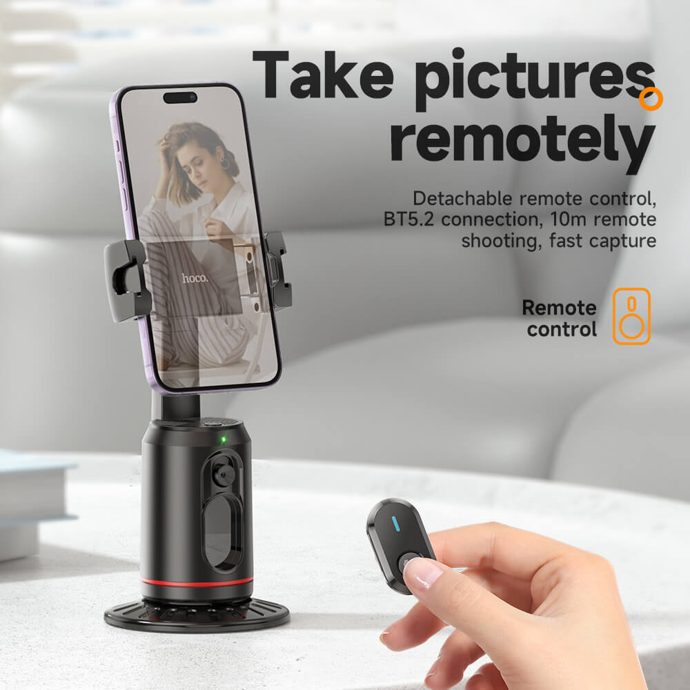 ขาตั้งมือถือ HOCO K23 AI SMART TRACKING หมุนได้ 360&deg; ติดตามใบหน้าอัตโนมัติ รีโมท BLUETOOTH 5.2 ควบคุมด้วยท่าทาง และฐานยึดขนาด 1/4 นิ้ว
