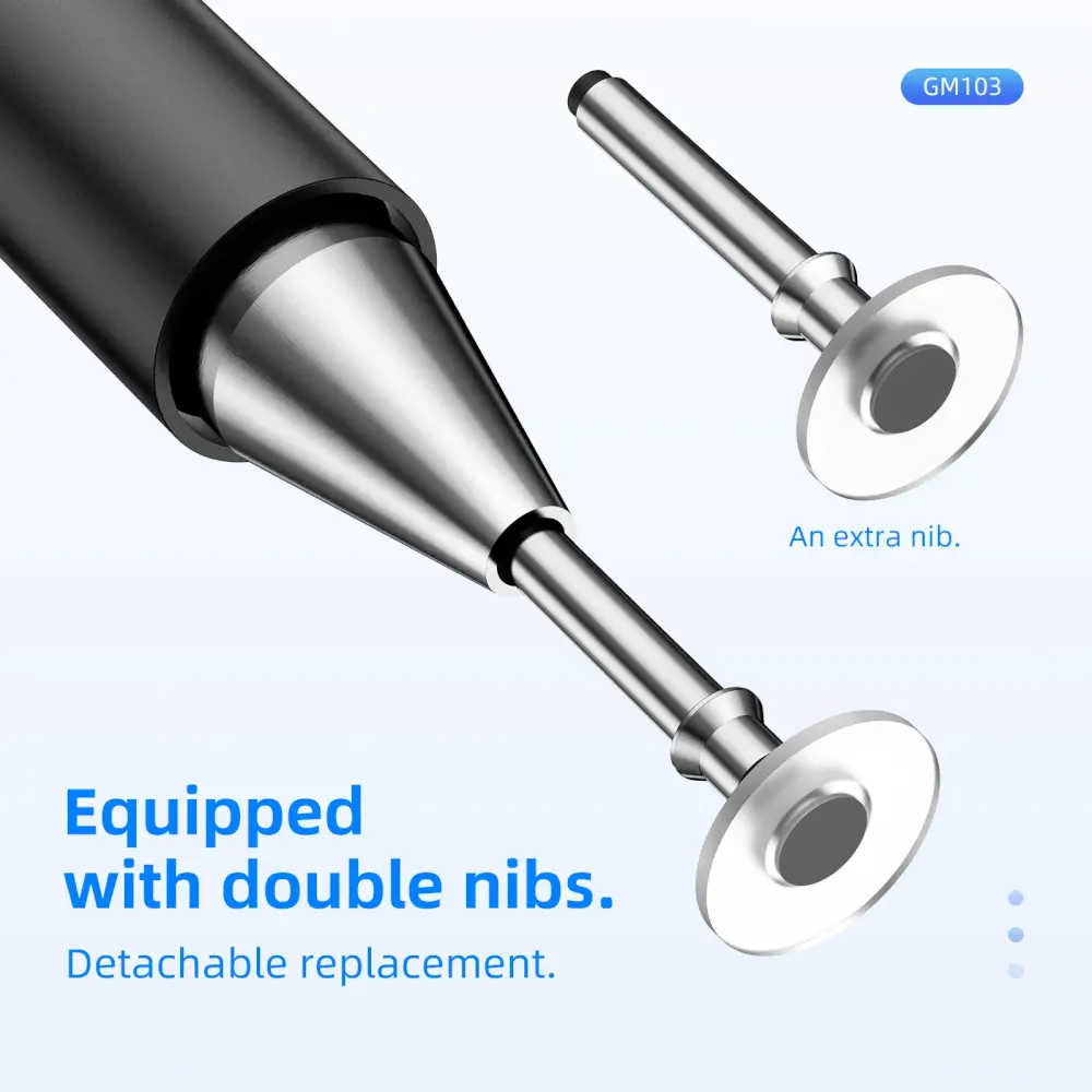 ปากกาสไตลัส 2-IN-1 HOCO GM103 ใช้งานได้ 2 หัว รองรับหน้าจอ แท็บเล็ต มือถือ ชนิด CAPACITIVE สีดำ