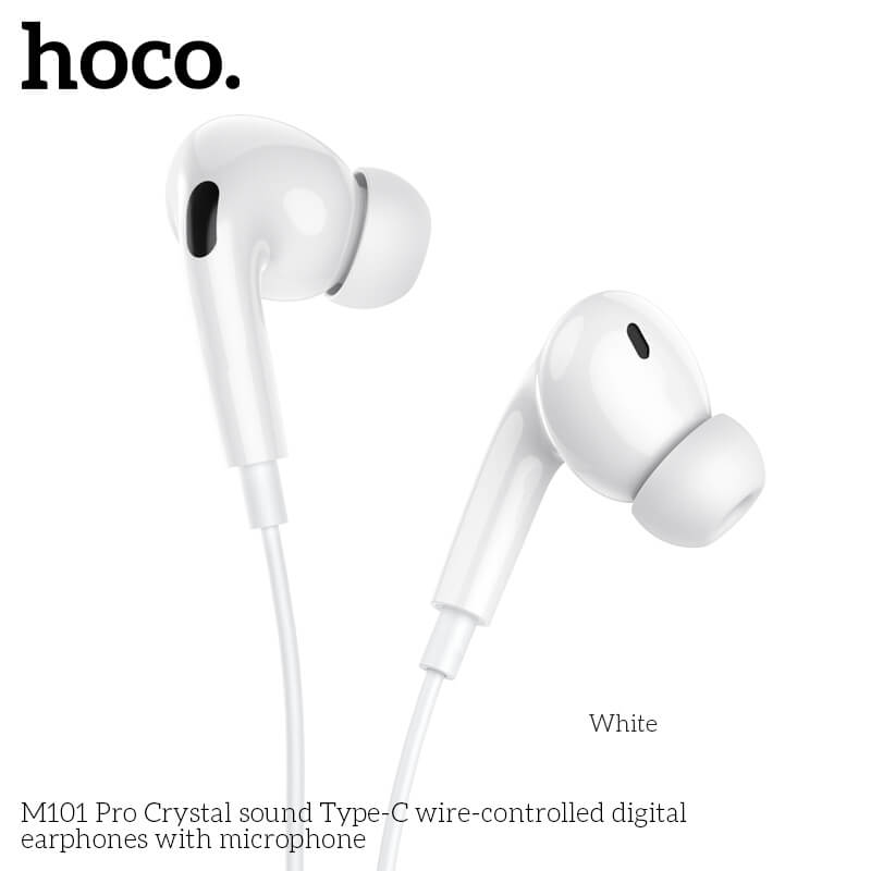 หูฟัง HOCO M101 PRO สาย TYPE-C สีขาว ไมโครโฟนในตัว พร้อมปุ่มคอนโทรล