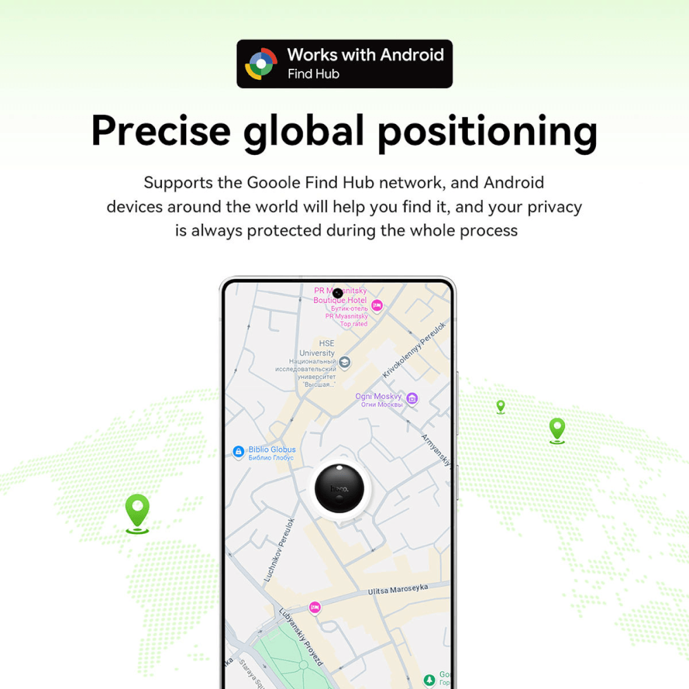 อุปกรณ์ติดตามจีพีเอส HOCO E93A สำหรับ ANDROID รองรับ GOOGLE FIND MY DEVICE สีขาว