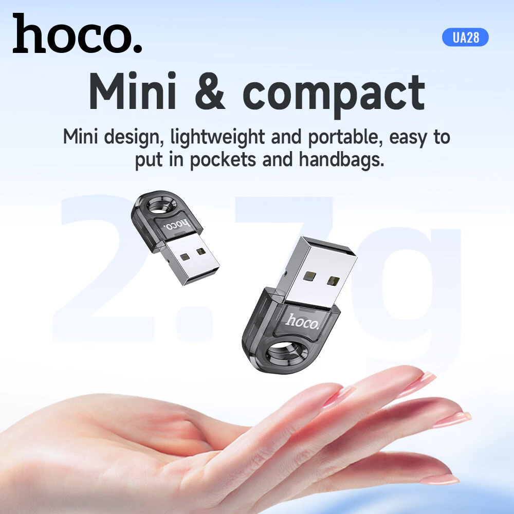ตัวรับสัญญาณบลูทูธ HOCO UA28 BLUETOOTH 5.1 ความเร็ว 3MBPS ระยะเชื่อมต่อ 10 เมตร