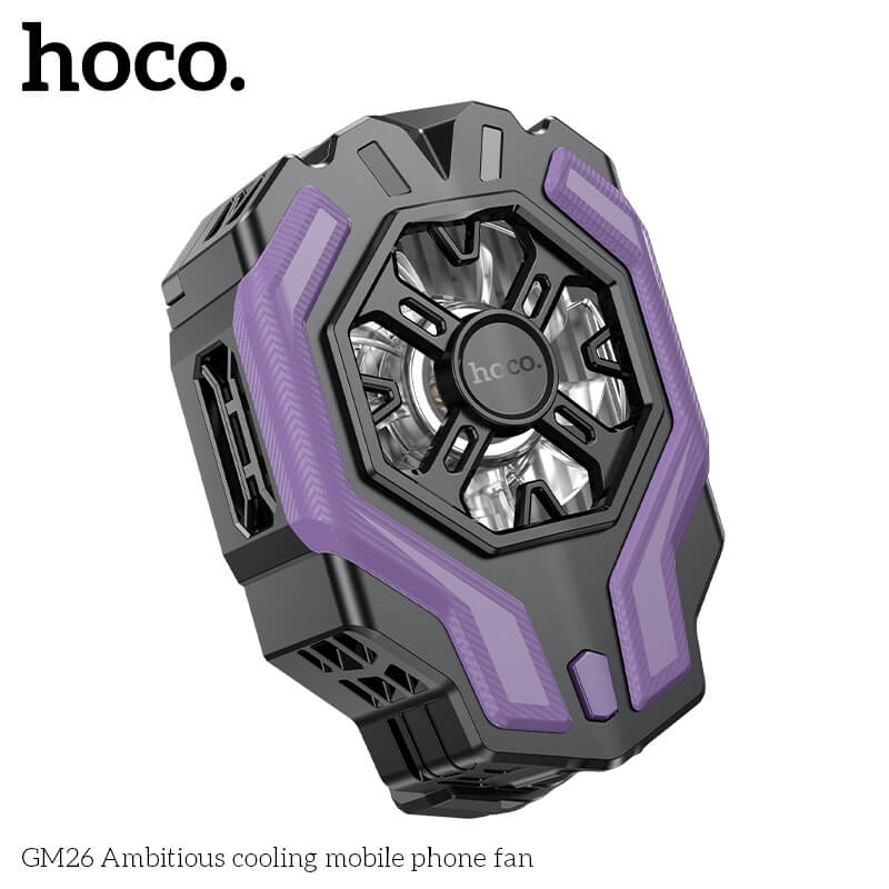 พัดลมระบายความร้อนมือถือ HOCO GM26 มีหน้าจอแสดงอุณหภูมิ ลมแรงเย็นเร็ว -3&deg;C สำหรับมือถือจอ 4.5-7 นิ้ว