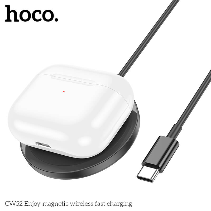 แท่นชาร์จไร้สาย 2IN1 HOCO CW52 QI WIRELESS จ่ายไฟ 15W รองรับ มือถือ & หูฟังไร้สาย IOS ANDROID สีดำ