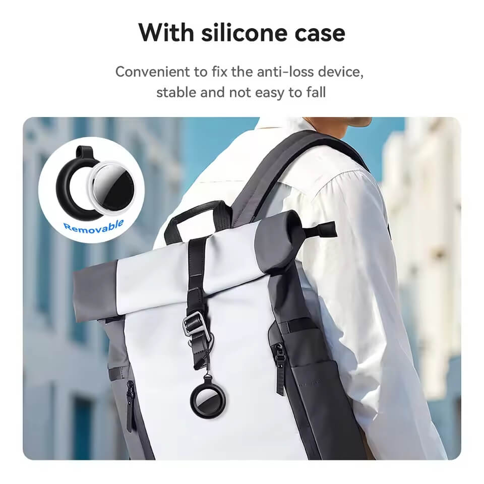 อุปกรณ์ติดตามจีพีเอส HOCO E100 สำหรับ APPLE IOS พร้อมเคสซิลิโคนในตัว สีขาว