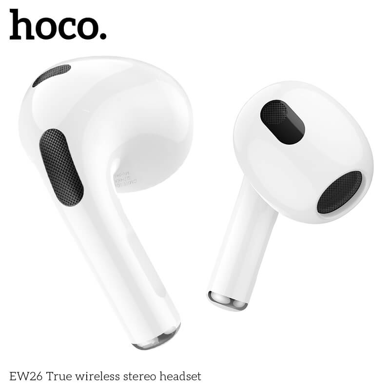 หูฟังไร้สาย TWS HOCO EW26 ไมโครโฟนในตัว BT 5.3 แบตเตอรี่ 4 ชม. สีขาว