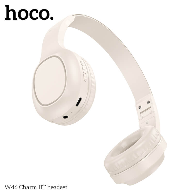 หูฟังไร้สาย HOCO W46 AUX 3.5MM แบตเตอรี่ 20 ชม. BT 5.3 ไมค์ในตัว สีน้ำตาล