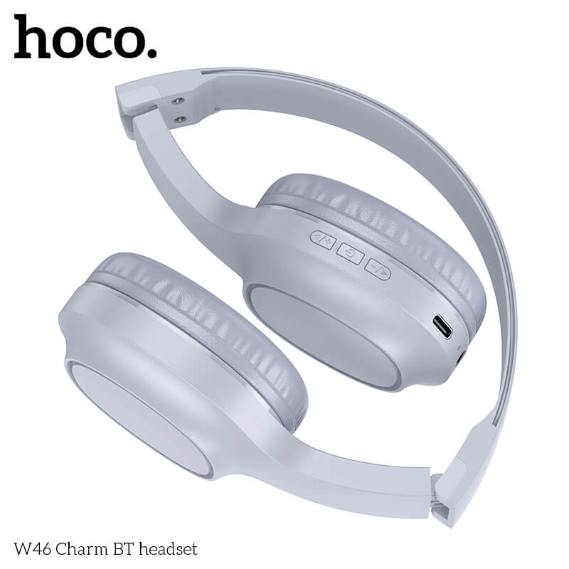 หูฟังไร้สาย HOCO W46 สีขาว AUX 3.5MM แบตเตอรี่ 20 ชม. BT 5.3 ไมค์ในตัว